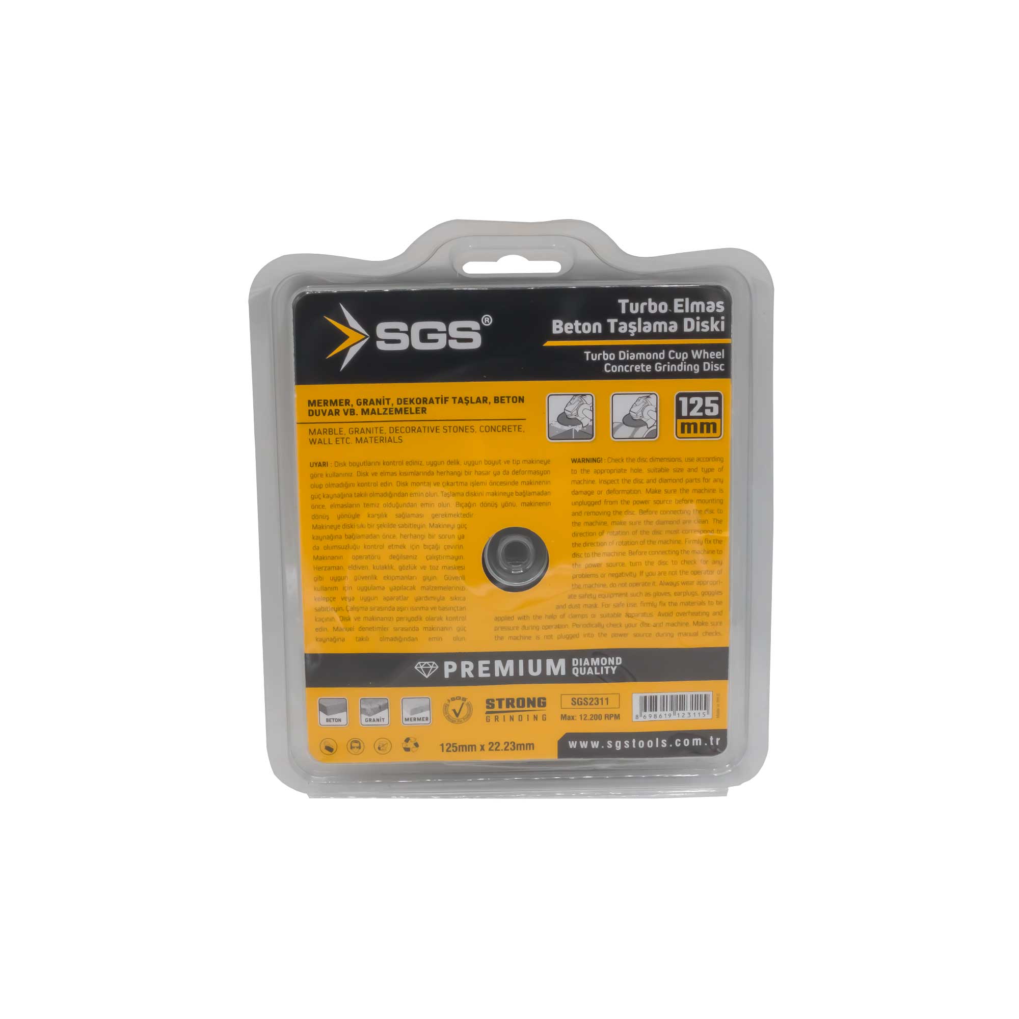 Disc cupă diamantat turbo Ø125 mm pentru beton, granit, marmură, piatră – SGS2311
