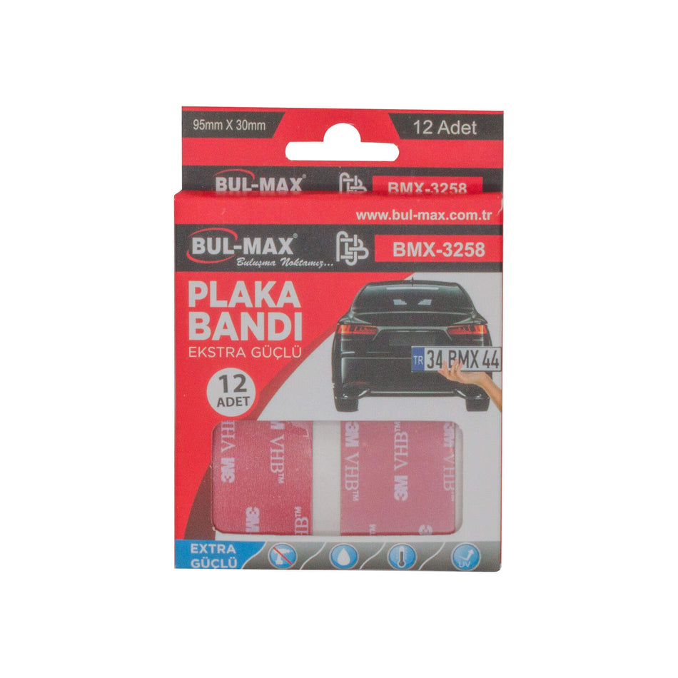 Bandă dublu adezivă număr auto 95 x 30 mm (12 buc/set) BULMAX – BMX3258
