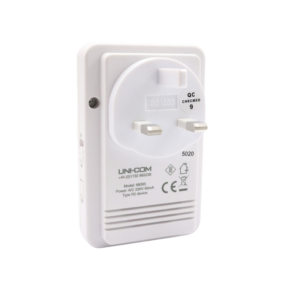 Sonerie wireless UNI-COM, cu LED și senzor de întuneric, 120 m, 85 dB, 5020/5041, CADOU INCLUS – Adaptor universal