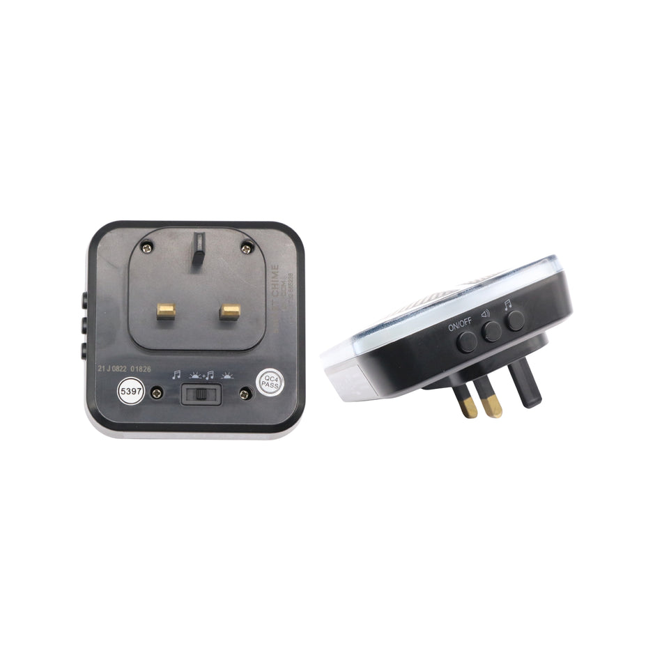 Sonerie wireless UNI-COM Smart Chime 5397, cu buton cinetic, alimentare la priză, 100 m, 85 dB, CADOU INCLUS – Adaptor universal