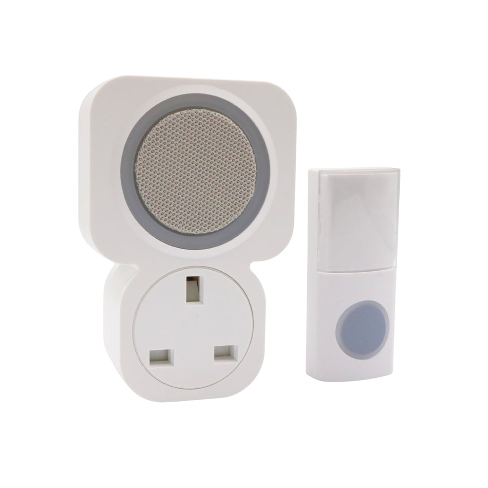 Sonerie wireless UNI-COM 5701, cu LED, 150 m, 90 dB, volum reglabil, alimentare la priză, CADOU INCLUS – Adaptor universal
