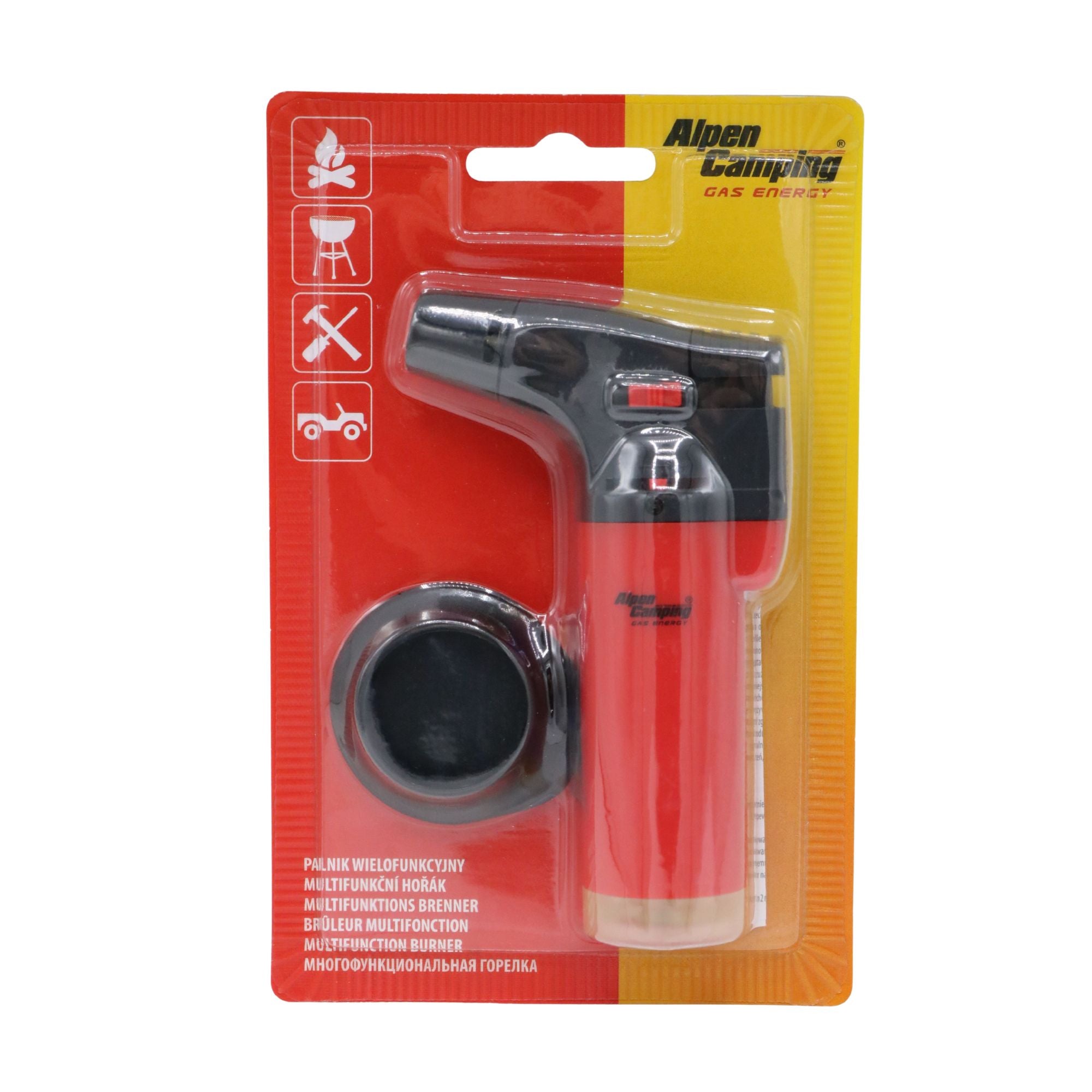 Arzător multifuncțional Alpen Camping ALP-20, piezoelectric, flacără jet, reîncărcabil cu gaz butan