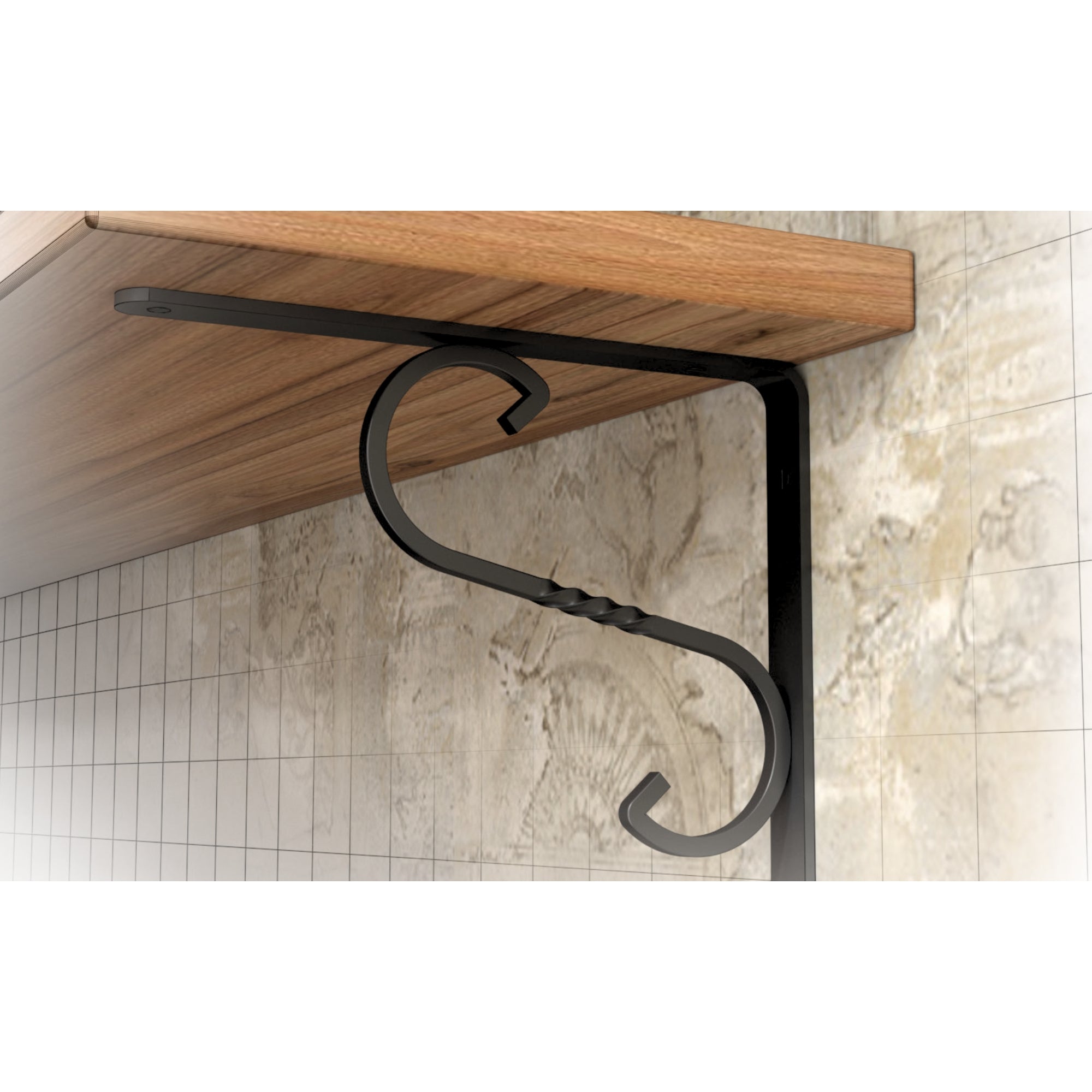 Consolă pentru raft din fier forjat negru No.3, 230 x 160 x 20 mm, Besel