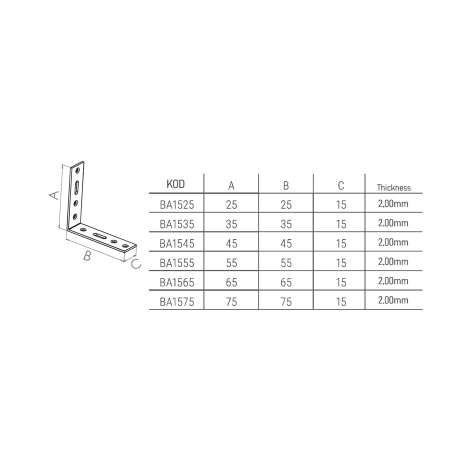Colțar metalic pentru lemn 15 x 45 mm, Besel