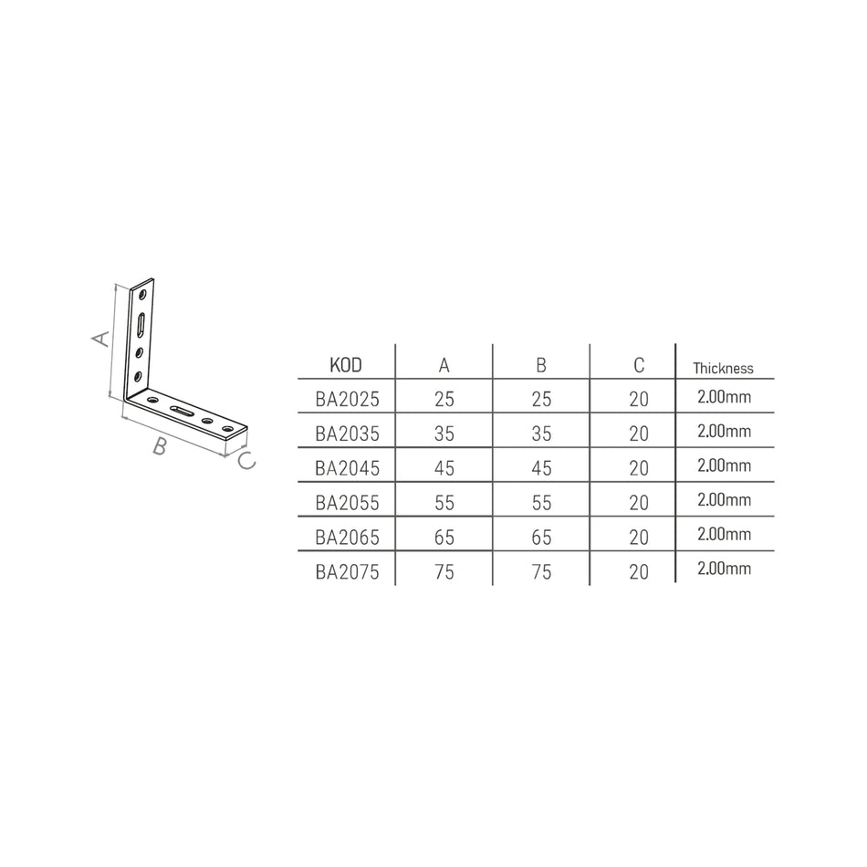 Colțar metalic pentru lemn 20 x 25 mm, Besel