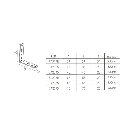 Colțar metalic pentru lemn 20 x 45 mm, Besel