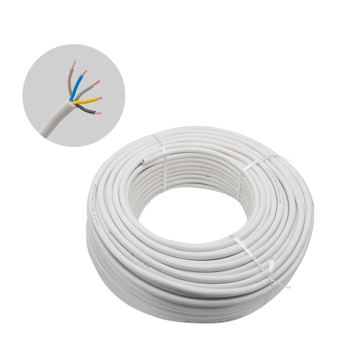 Cablu electric 5G x 2,5 mm², H05VV-F (MYYM), 100 m, alb