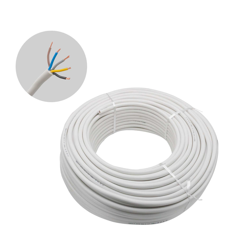 Cablu electric 5G x 2,5 mm², H05VV-F (MYYM), 100 m, alb