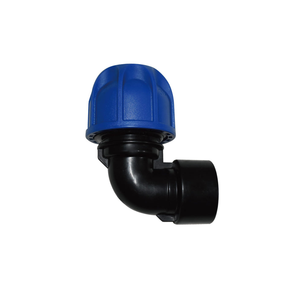 Cot compresiune PEHD 90° cu filet interior, D 25 mm x 3/4", PN16