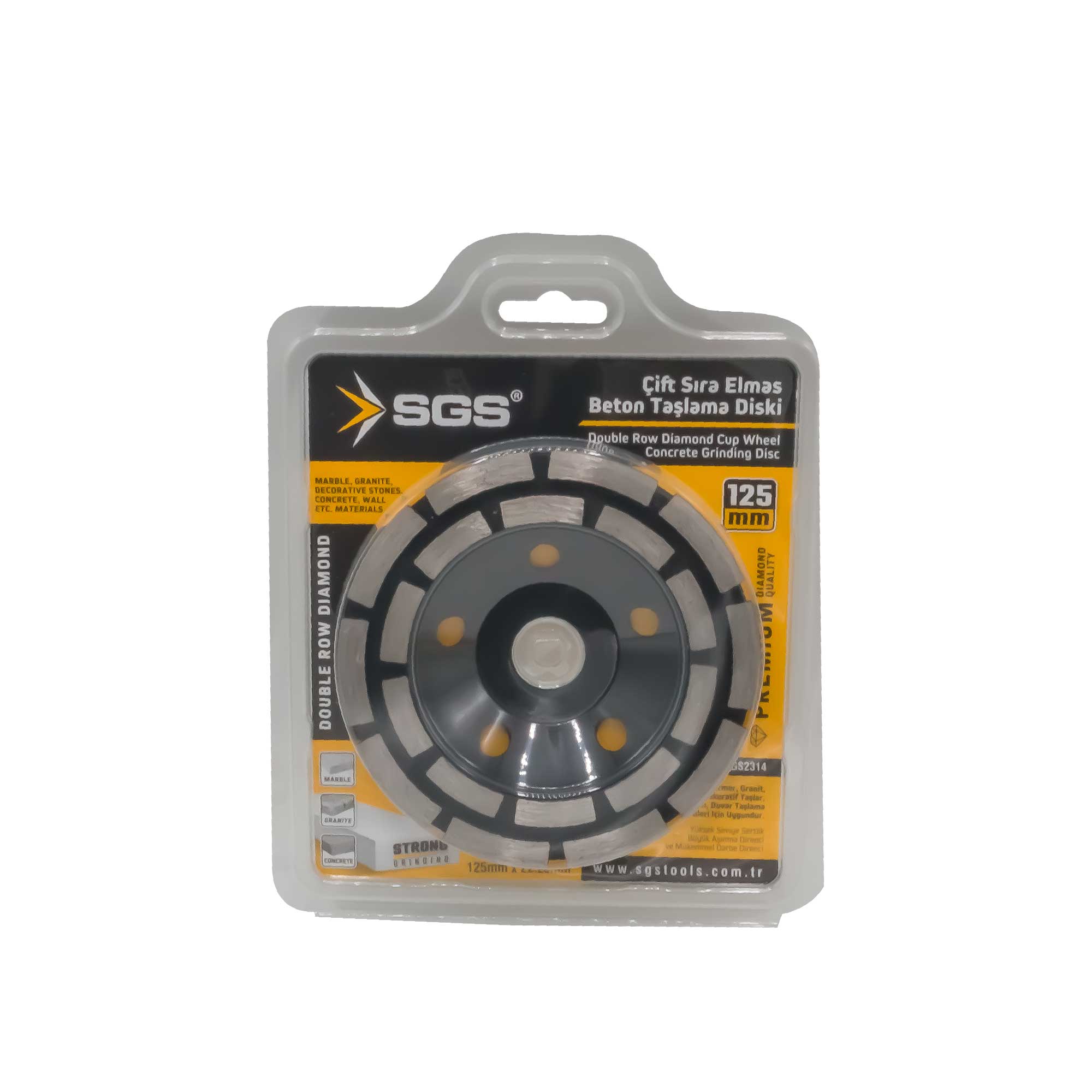 Disc cupă diamantat dublu rând Ø125 mm pentru beton, granit, marmură, piatră – SGS2314