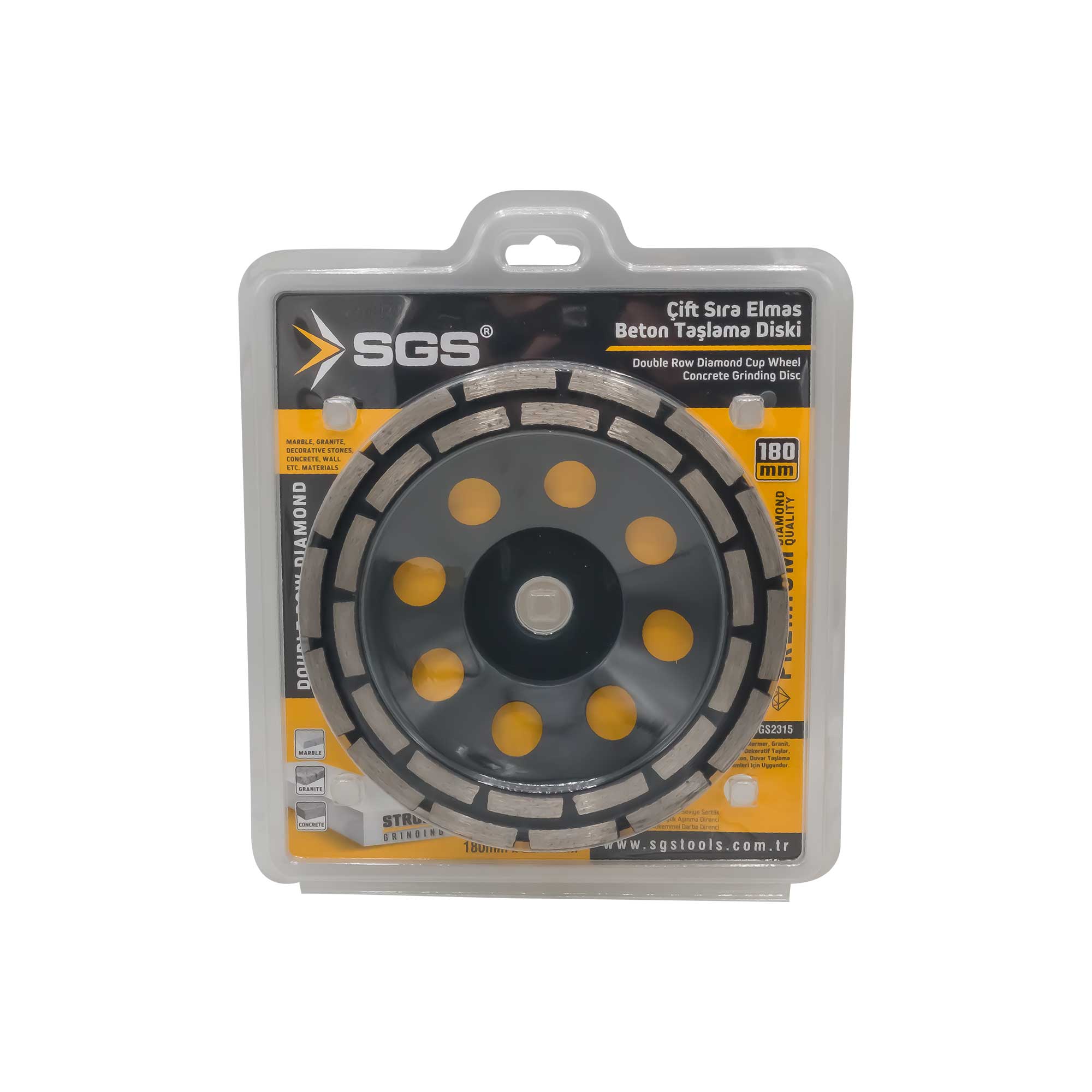 Disc cupă diamantat dublu rând Ø180 mm pentru beton, granit, marmură, piatră – SGS2315