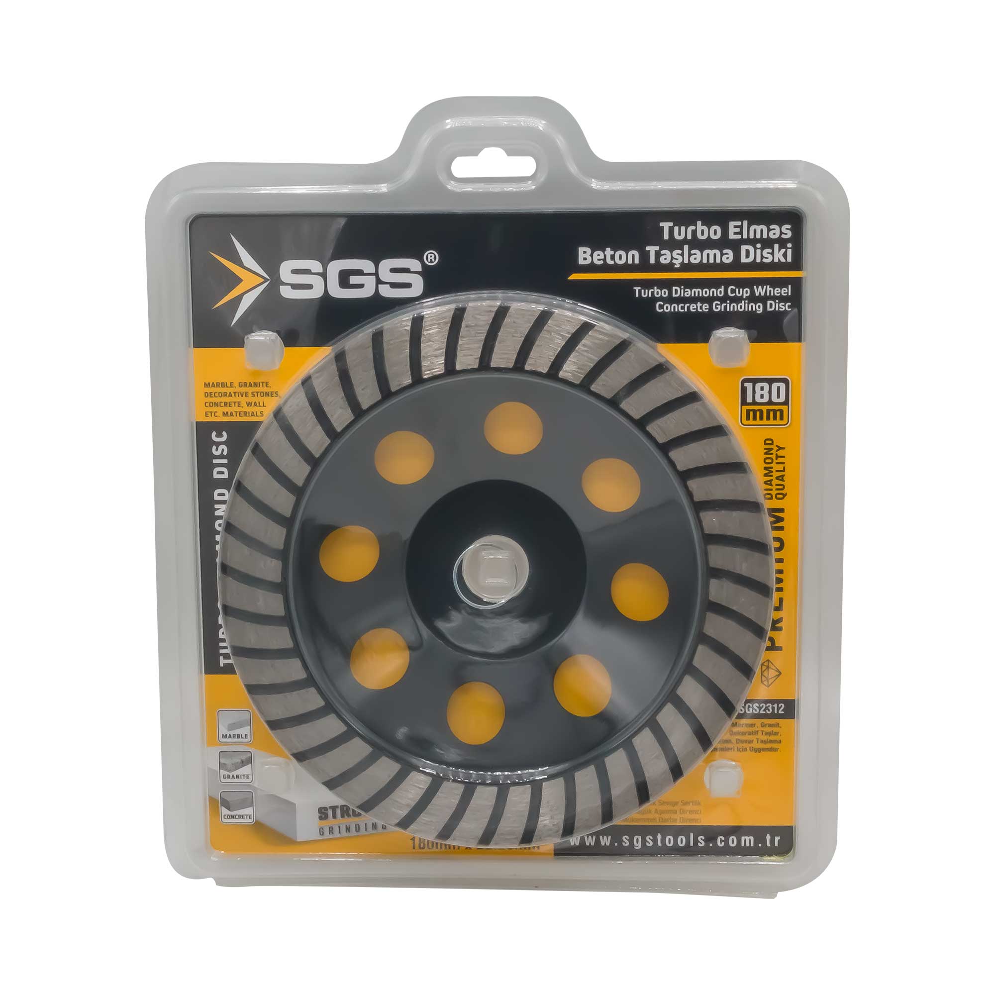 Disc cupă diamantat turbo Ø180 mm pentru beton, granit, marmură, piatră – SGS2312
