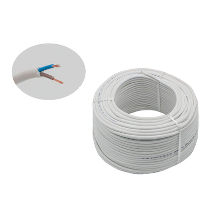 Cablu electric 2 x 0,75 mm², H05VV-F (MYYM), 100 m, alb