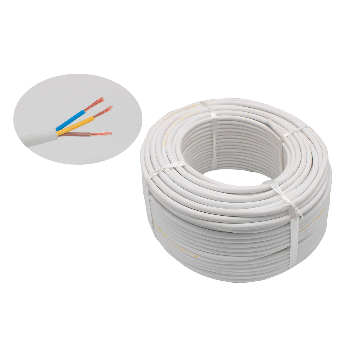 Cablu electric 3 x 1,5 mm², H05VV-F (MYYM), 100 m, alb