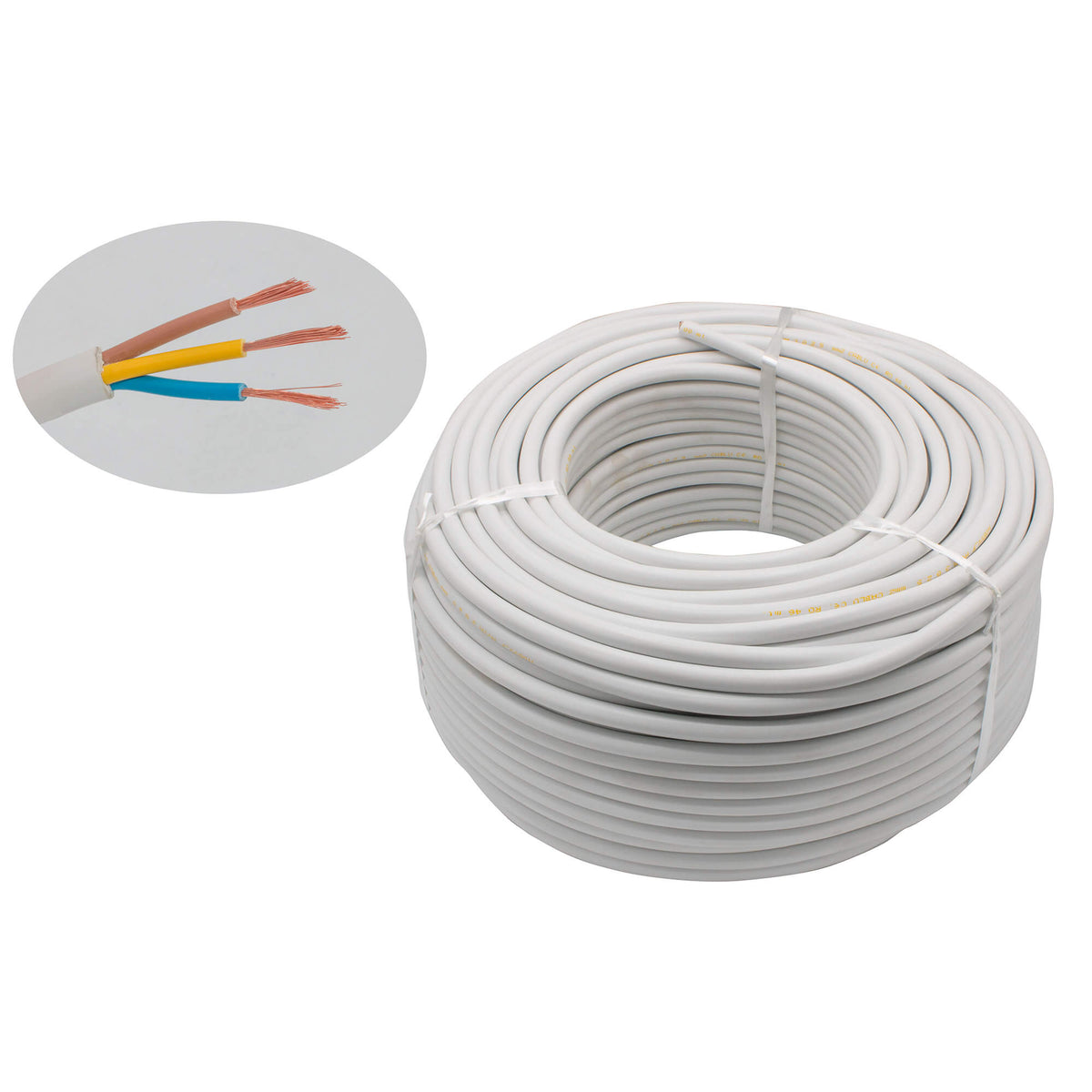 Cablu electric 3G x 2,5 mm², H05VV-F, 300/500 V, 100 m, alb