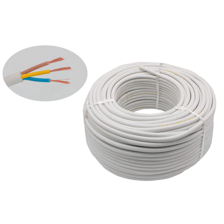 Cablu electric 3G x 2,5 mm², H05VV-F, 300/500 V, 100 m, alb