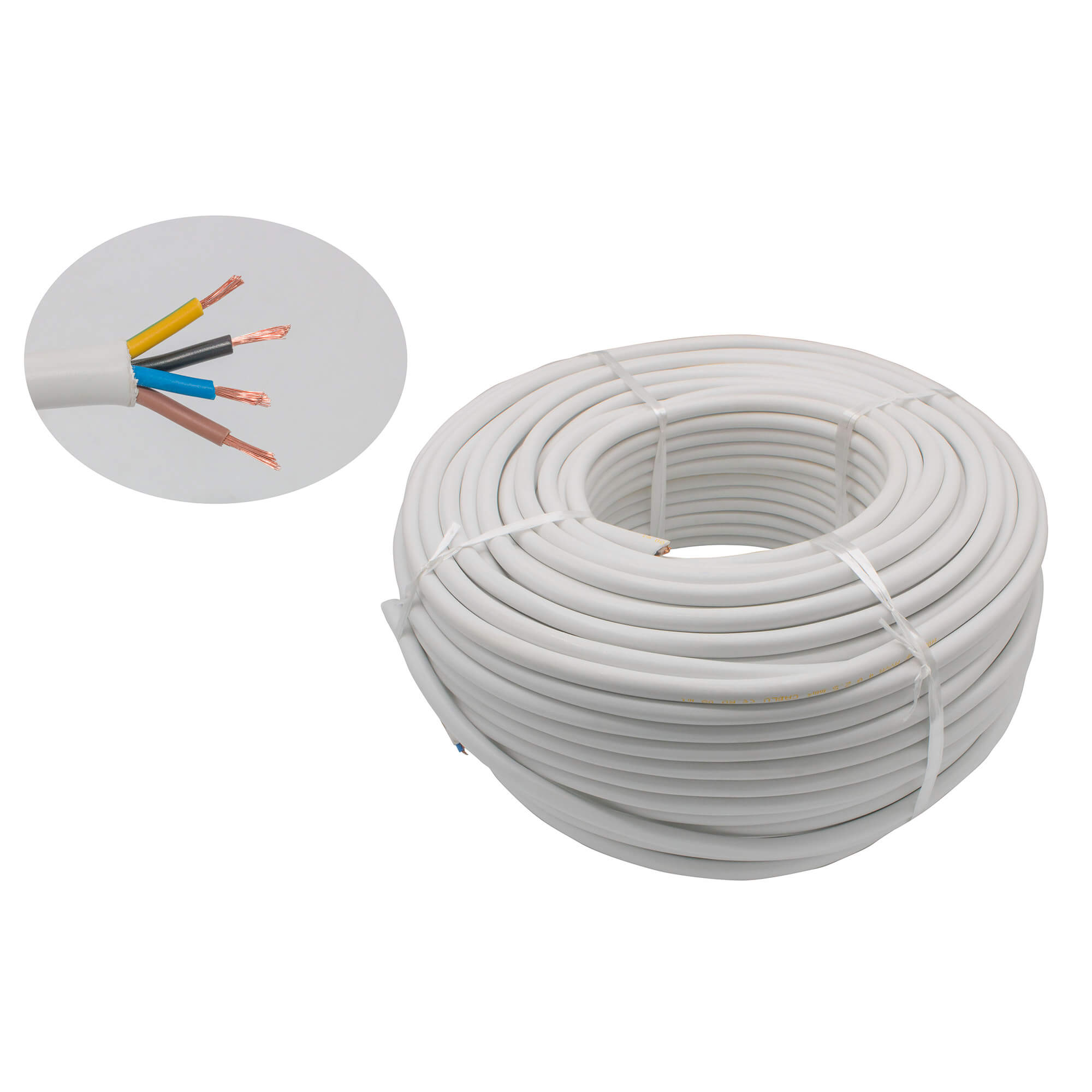Cablu electric 4 x 2,5 mm², H05VV-F (MYYM), 100 m, alb