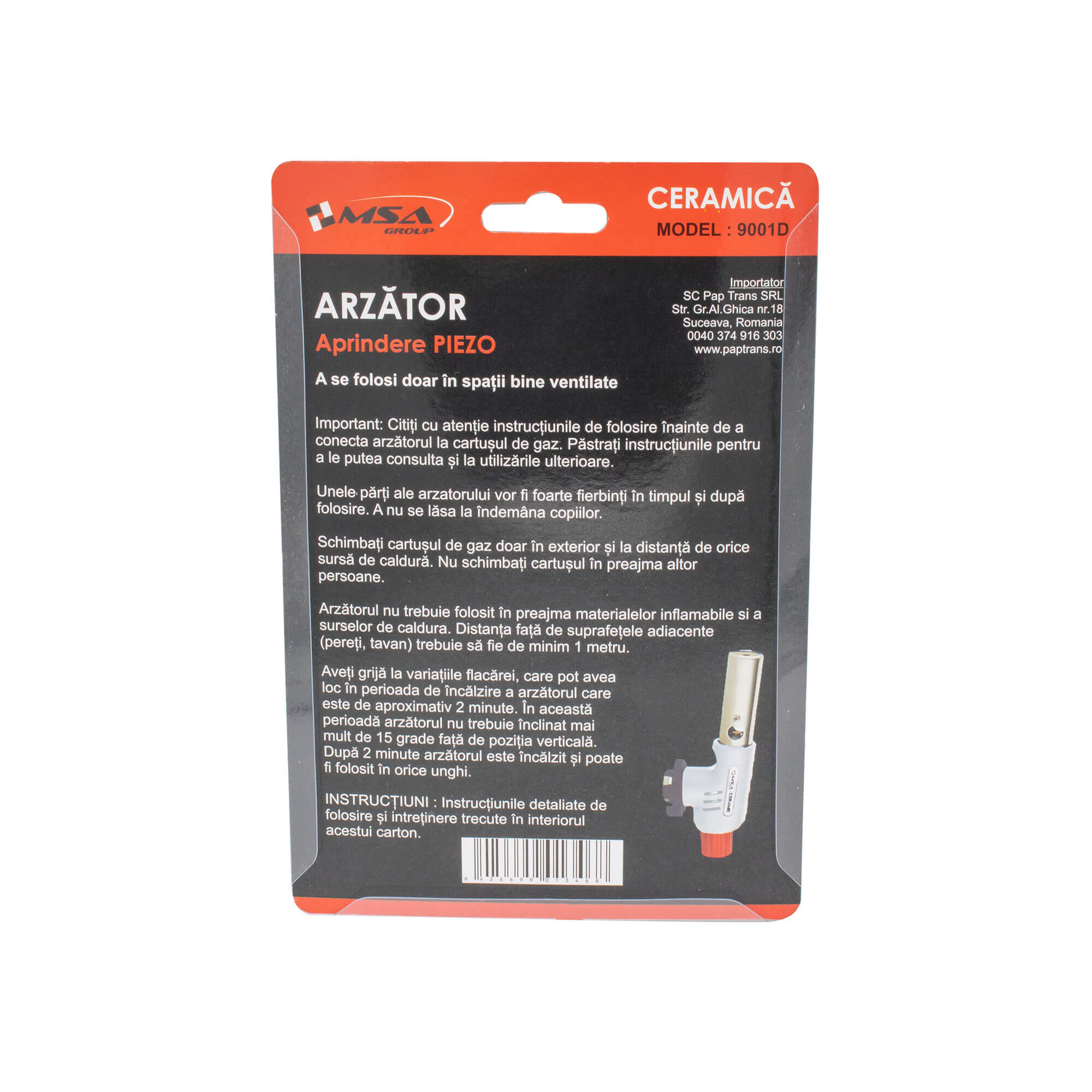 Cap arzător gaz duză ceramică cu aprindere piezo model 9001D – MSA1372