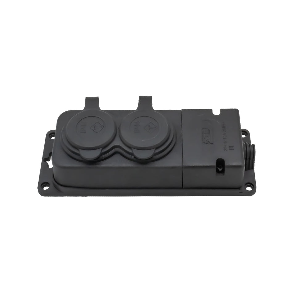 Cap prelungitor 2 prize IP44 negru, BYLION – 2KMP
