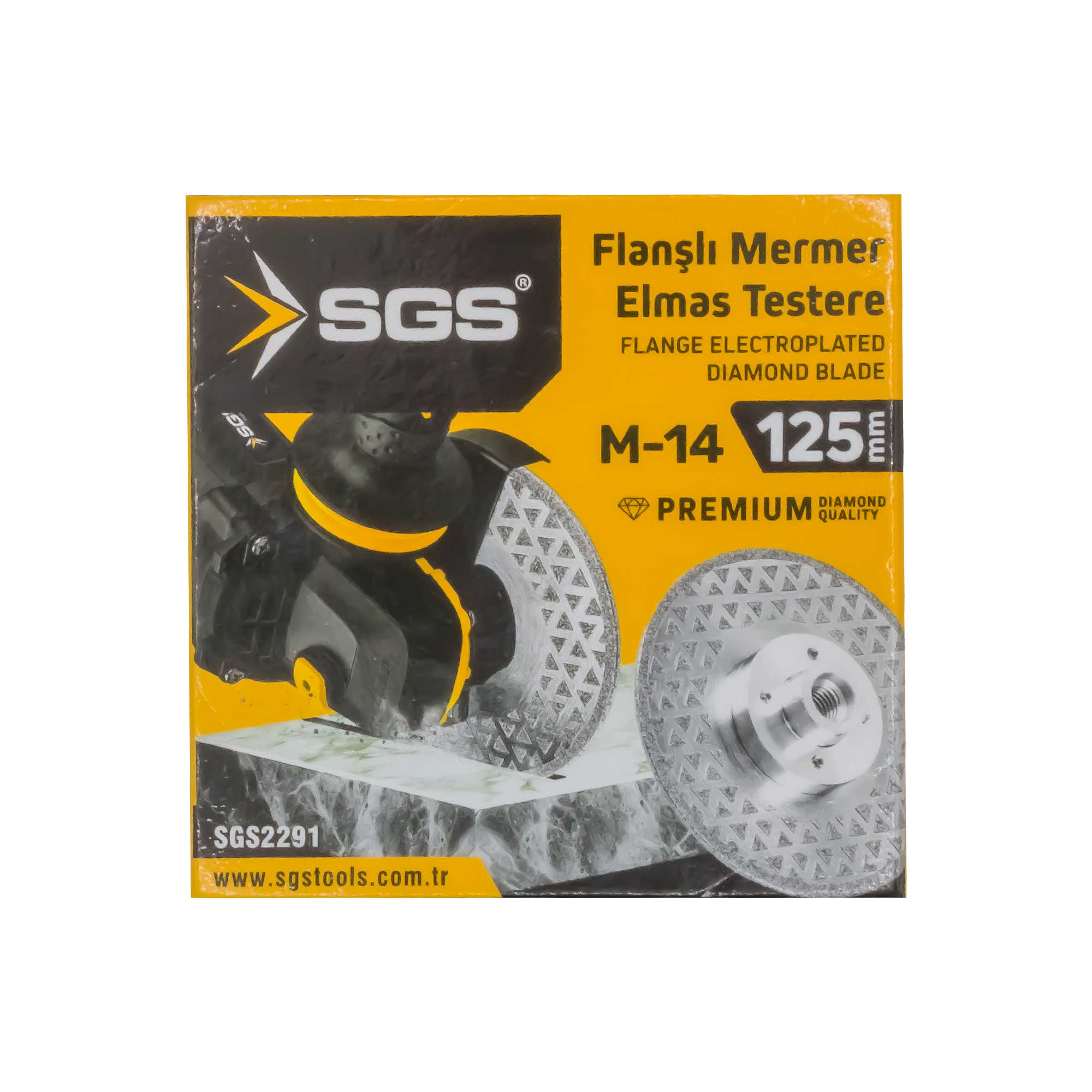 Disc diamantat electroplacat SGS cu flanșă M14, pentru marmură, granit, piatră și cuarț – 125 x 2,5 x 22,23 mm