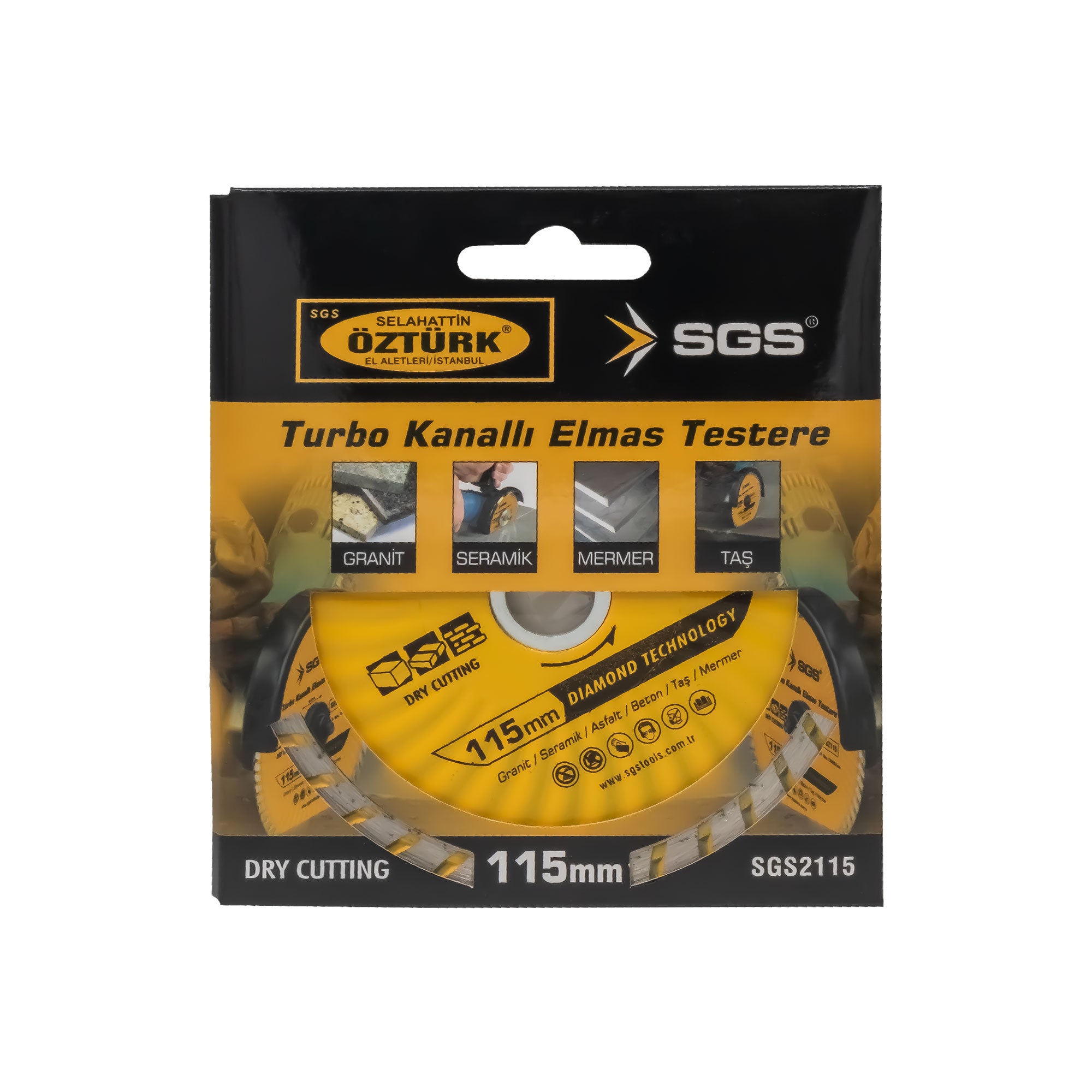 Disc diamantat turbo SGS2115, 115 mm x 22,23 mm, pentru granit, ceramică, beton, piatră și marmură