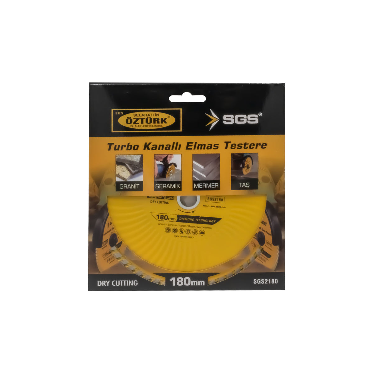 Disc diamantat turbo SGS2180, 180 mm x 22,23 mm, pentru granit, ceramică, beton, piatră și marmură