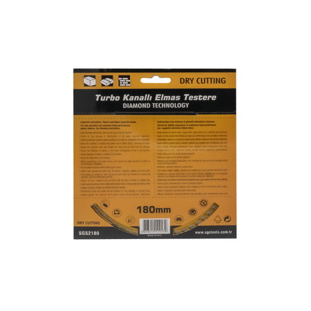 Disc diamantat turbo SGS2180, 180 mm x 22,23 mm, pentru granit, ceramică, beton, piatră și marmură