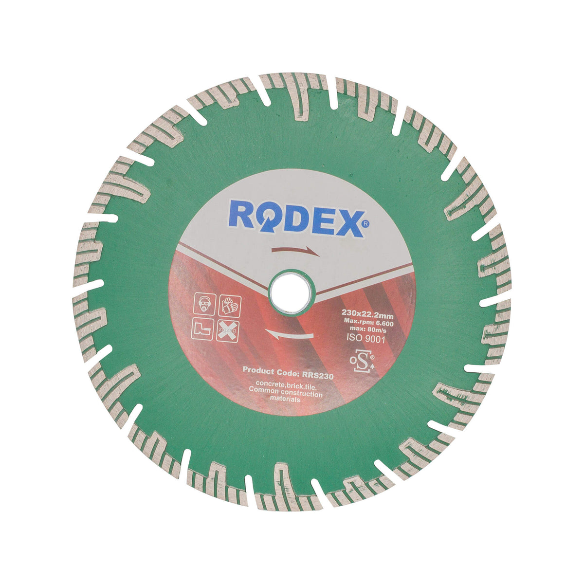 Disc diamantat pentru beton turbo 230 x 22,2 mm, RRS230, Rodex
