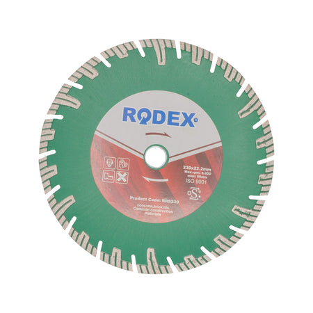 Disc diamantat pentru beton turbo 230 x 22,2 mm, RRS230, Rodex