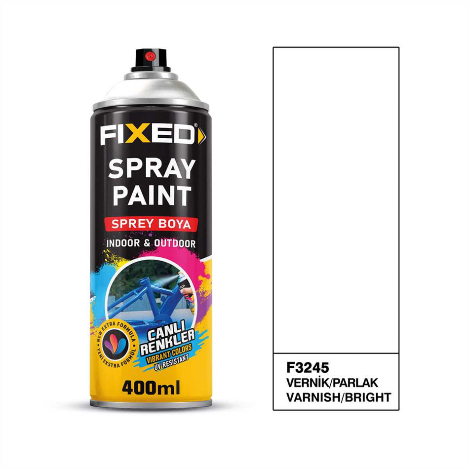 Lac spray FIXED, 400 ml, transparent lucios, pentru interior și exterior, rezistent UV