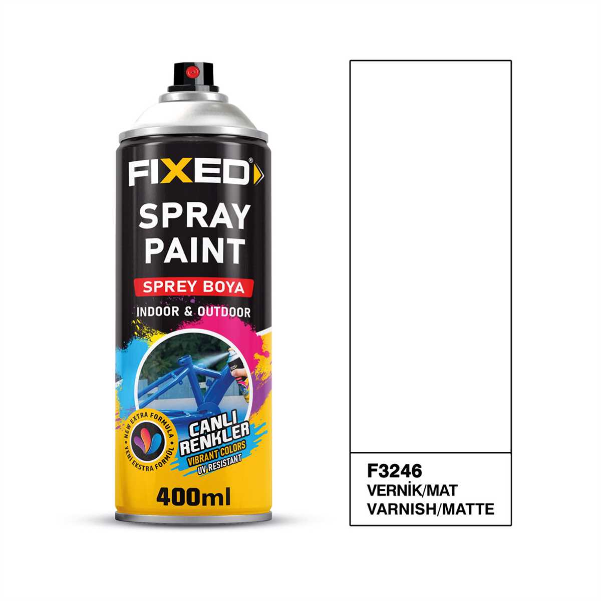 Lac spray FIXED, 400 ml, transparent mat, pentru interior și exterior, rezistent UV