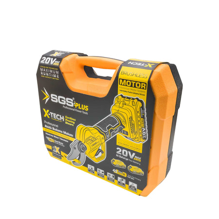 Foarfecă electrică pentru tăiere crengi cu acumulator SGS PLUS 20V, motor brushless, 2 baterii 2.0Ah, lamă SK-5, valiză – SGS5555