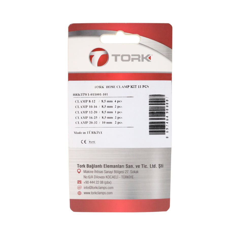 Set coliere metalice pentru furtun 8–32 mm (11 piese) TORK – HRKITW1-011001