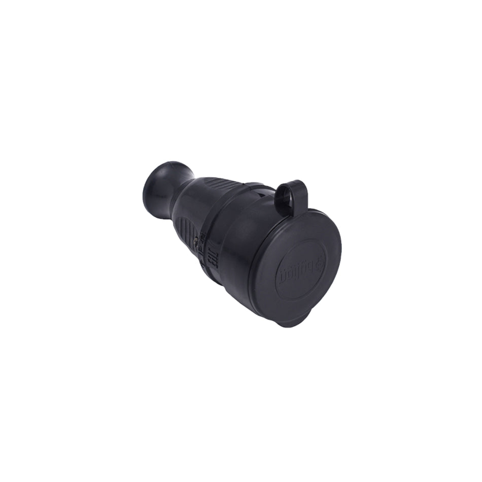 Cuplă cauciuc prelungitor monofazată IP44 16A 230V neagră BYLION – KDP-F