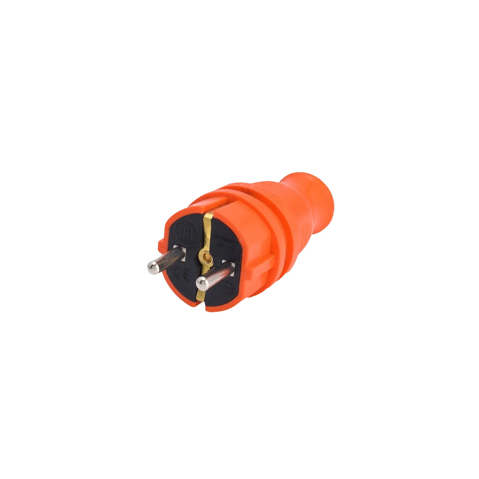 Ștecher cauciuc drept monofazat 16A 230V IP44 portocaliu BYLION – KEF-FO