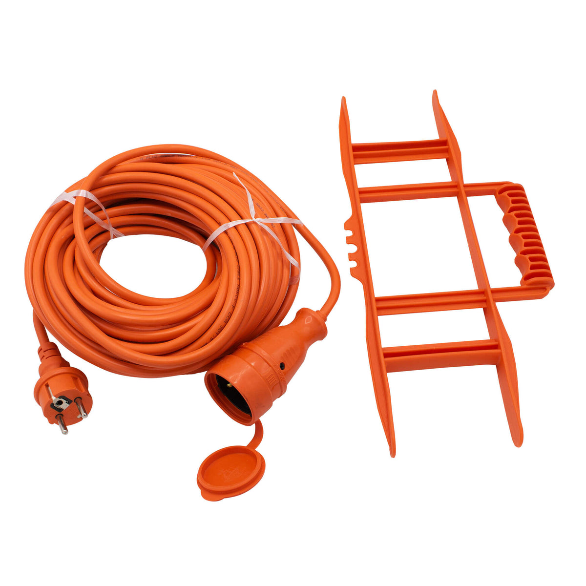 Prelungitor cuplă 20 m, 3 x 1,5 mm², portocaliu, cu scară pentru cablu, Bylion