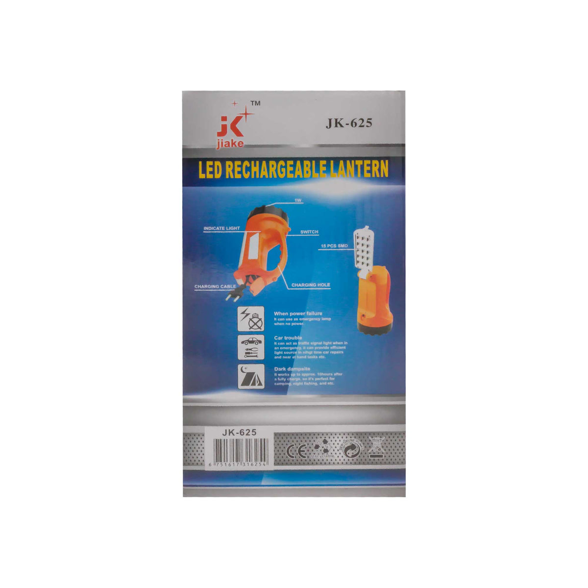 Lanterna reincarcabila la priza 220V Mare Albastra, 1W+15 SMD,2 Moduri de Iluminare 17LED, model JK-625