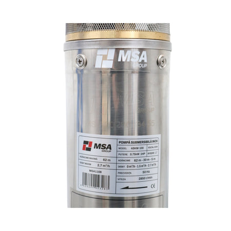 Pompă submersibilă inox 4SKM-100, 0,75 kW, H max. 62 m, debit 2,7 m³/h, – MSA1108