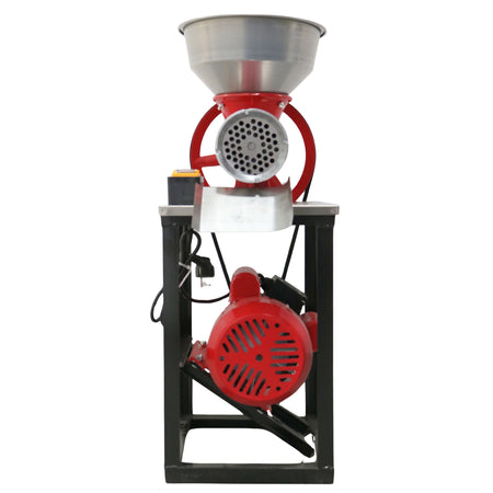 Mașină de tocat carne nr. 32 din fontă cu motor monofazic 2,5 kW, 220V, cadru negru + cuvă aluminiu