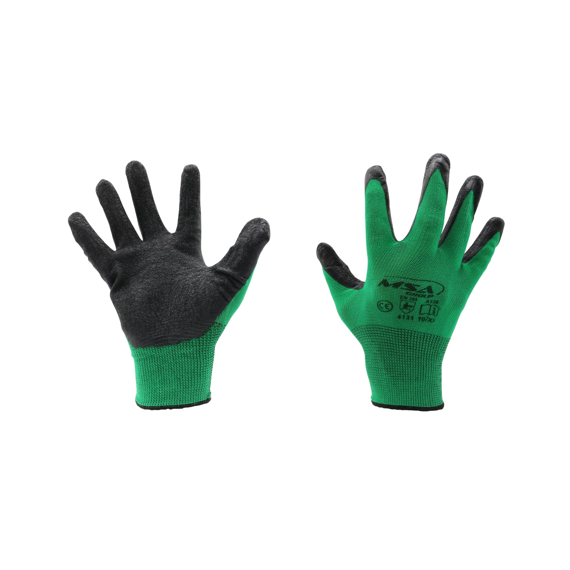 Mănuși SAFE Subțiri MSA Nr.10 XL, Verde + Negru, Latex Antiderapant
