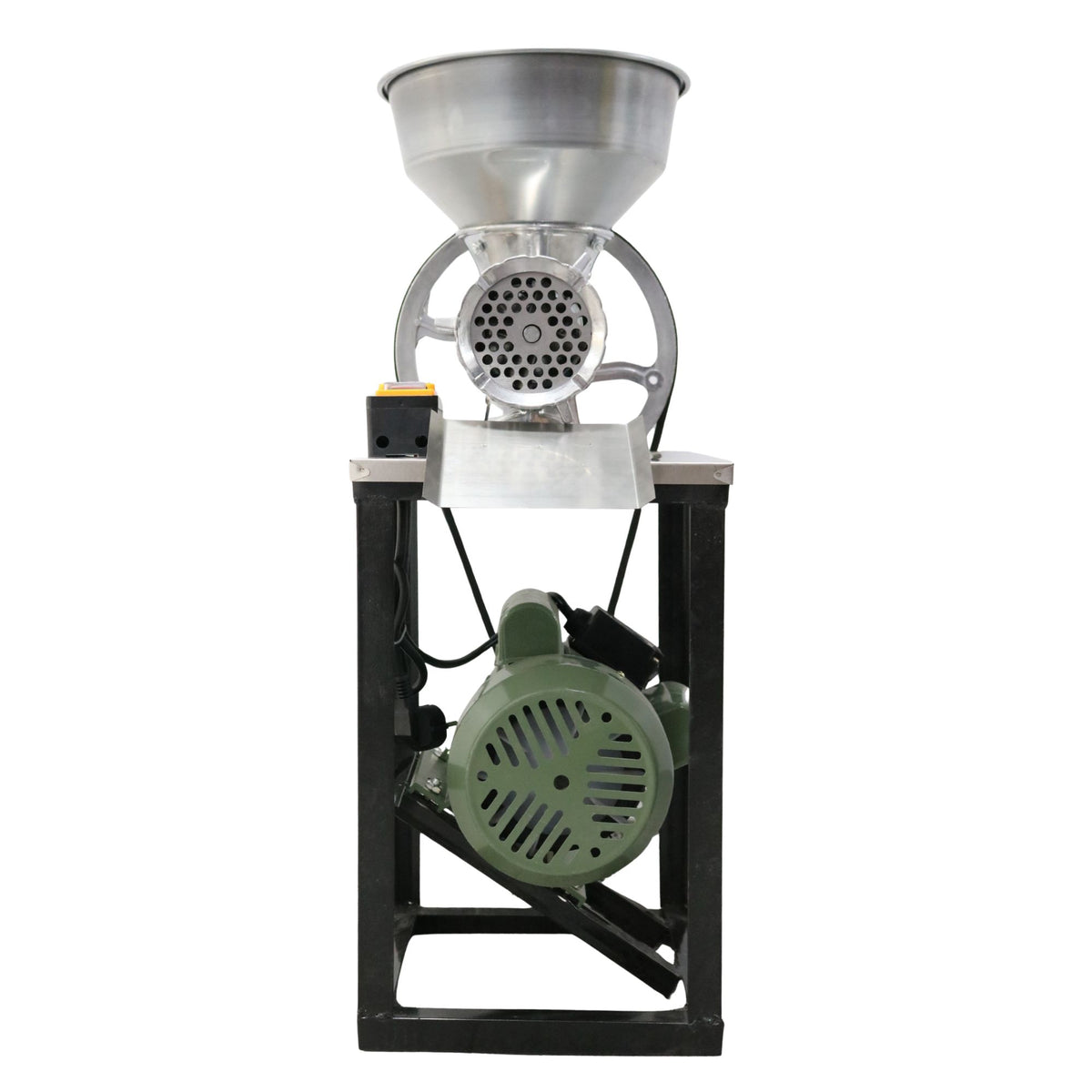 Mașină de tocat carne aluminiu nr. 32 cu motor monofazic 2,5 kW, 220V, cadru negru + cuvă