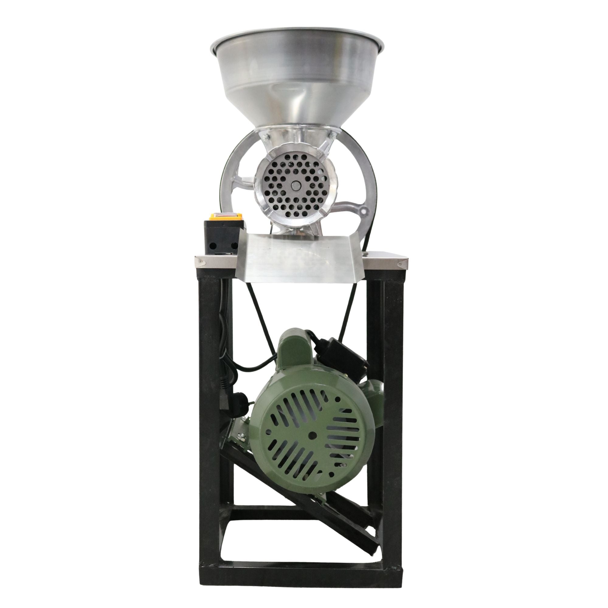 Mașină de tocat carne aluminiu nr. 32 cu motor monofazic 2,5 kW, 220V, cadru negru + cuvă