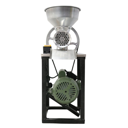 Mașină de tocat carne aluminiu nr. 32 cu motor monofazic 2,5 kW, 220V, cadru negru + cuvă