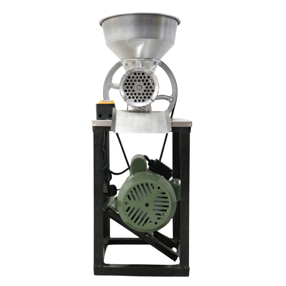 Mașină de tocat carne aluminiu nr. 32 cu motor monofazic 2,5 kW, 220V, cadru negru + cuvă