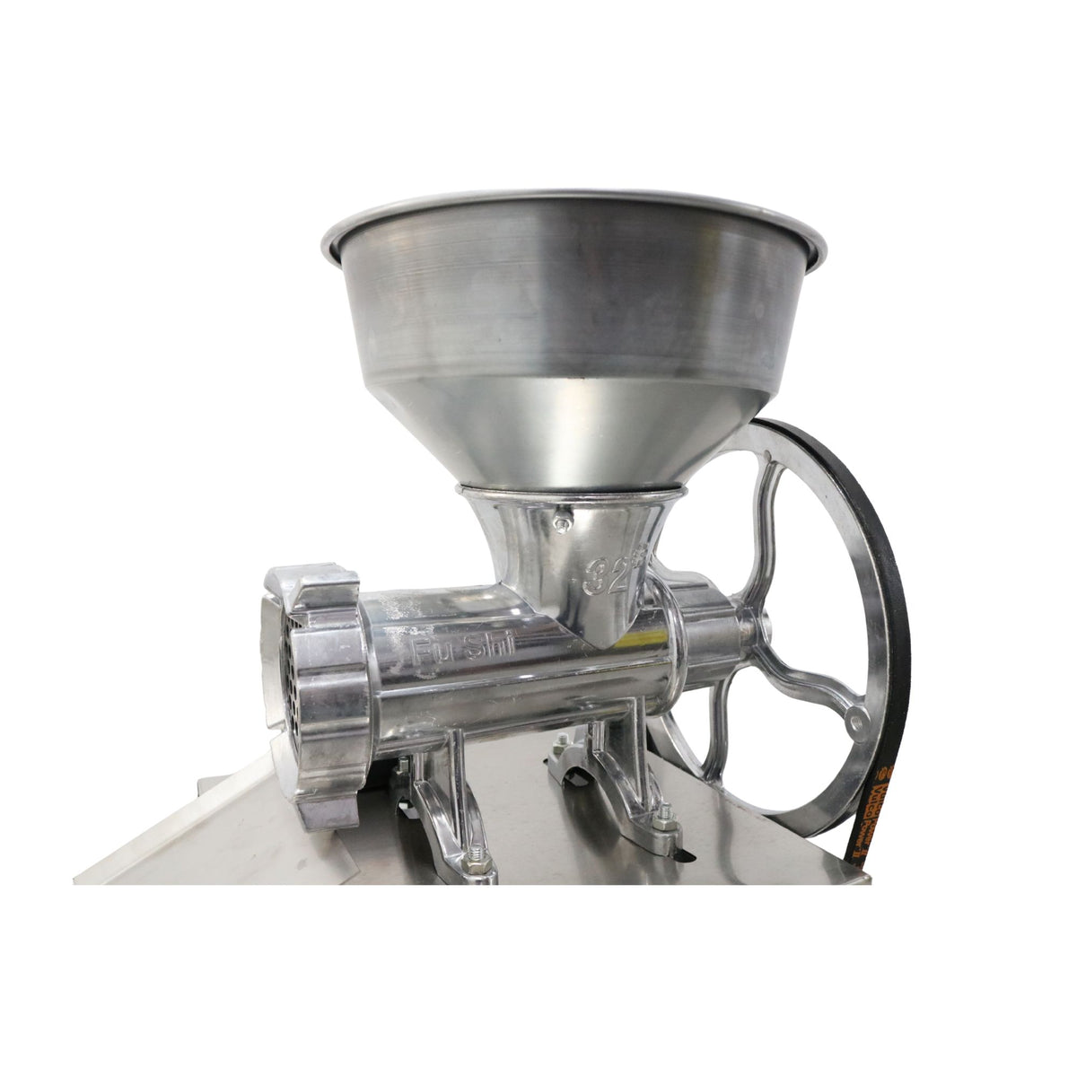 Mașină de tocat carne aluminiu nr. 32 cu motor monofazic 2,5 kW, 220V, cadru negru + cuvă