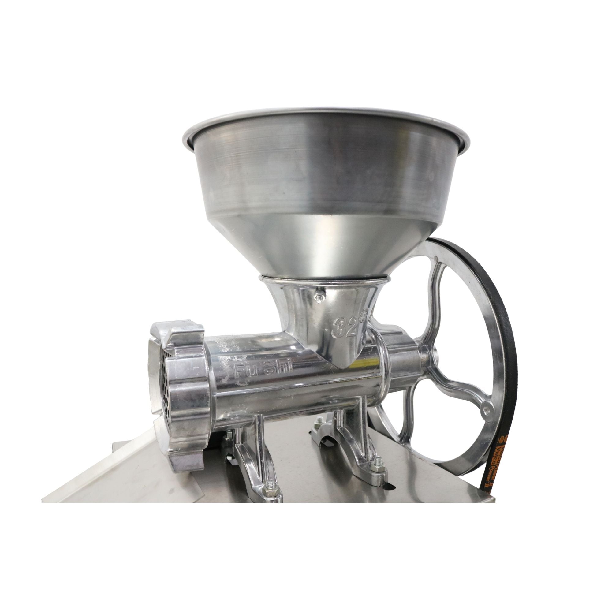 Mașină de tocat carne aluminiu nr. 32 cu motor monofazic 2,5 kW, 220V, cadru negru + cuvă