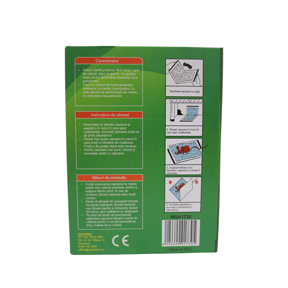 Capcană cu lipici tip carte pentru șoareci și șobolani, 100 g, 31 x 21 cm