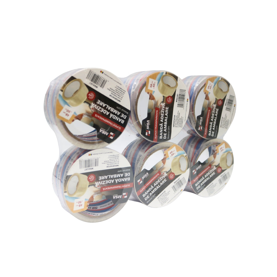 Bandă adezivă de ambalare 48 mm x 50 m, Super Transparentă – MSA187