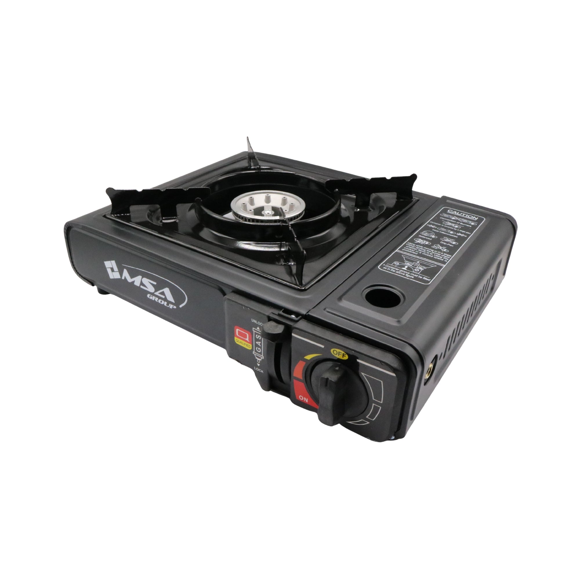 Aragaz camping portabil MSA2032 cu aprindere Piezo, pentru cartuș gaz tip spray, valiză transport inclusă