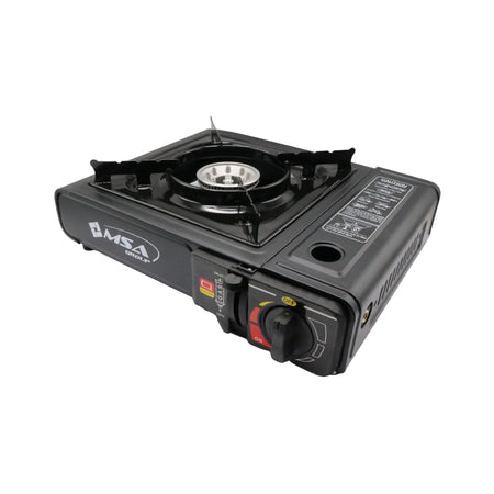 Aragaz camping portabil MSA2032 cu aprindere Piezo, pentru cartuș gaz tip spray, valiză transport inclusă